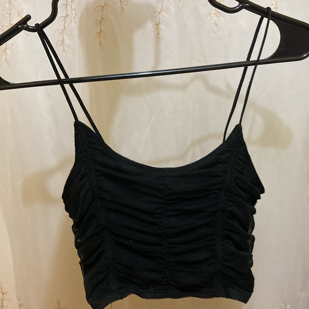 Cute Black Strappy Lace Blouse